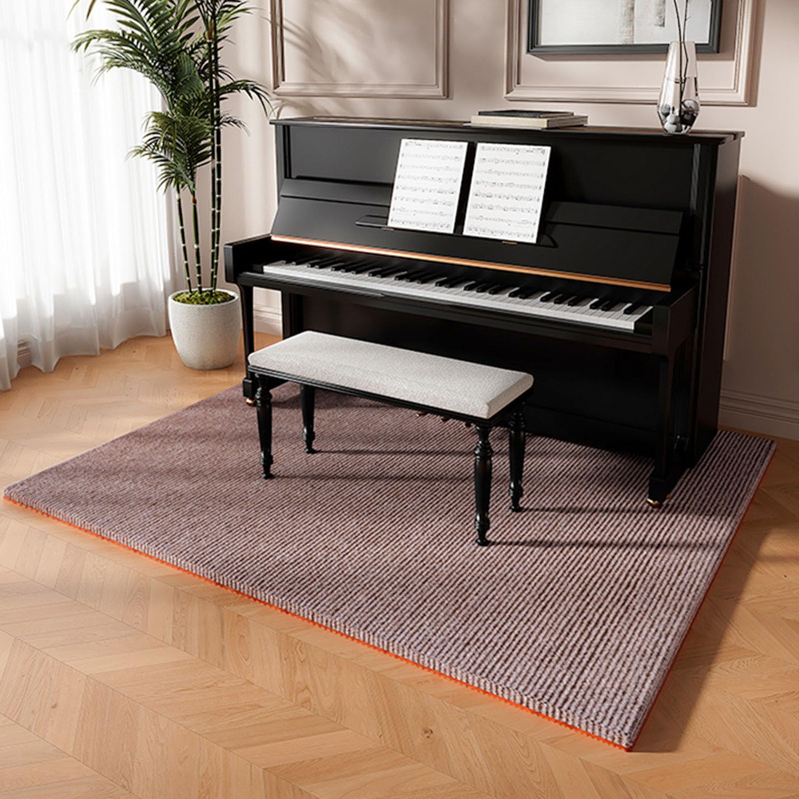 Alfombra Insonorizada para Piano, Absorbente de Sonido para Piano Vertical, Tapete Antideslizante para Suelo, Mantas Insonorizantes para Estudio, Sala de Música, Oficina(Marrón,120 x 800 CM)