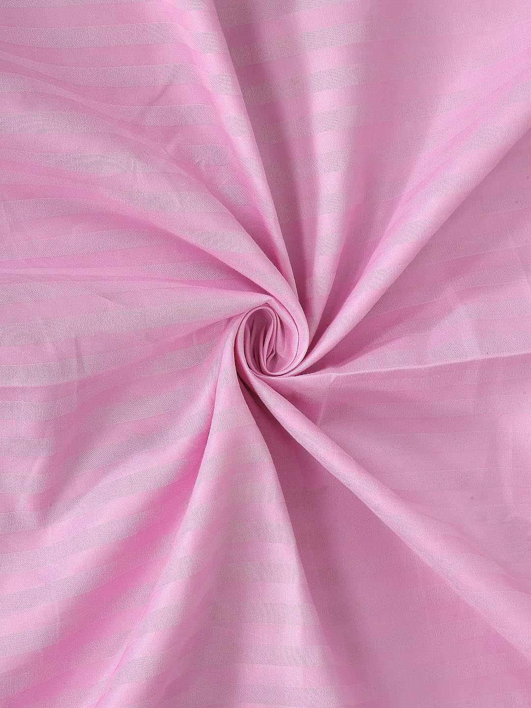 Klotthe Light Pink Striped 300 TC Cotton Blend Double Bedsheet in Book Fold Packing 2