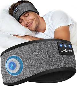 LC-dolida Bluetooth Headband Headphones for Sleep, Gifts for Men and Women, Hands Free, Soft Sleep Headphones with Ultra-Thin HD Stereo for Training, Travel, Meditation, Yoga and Relaxation