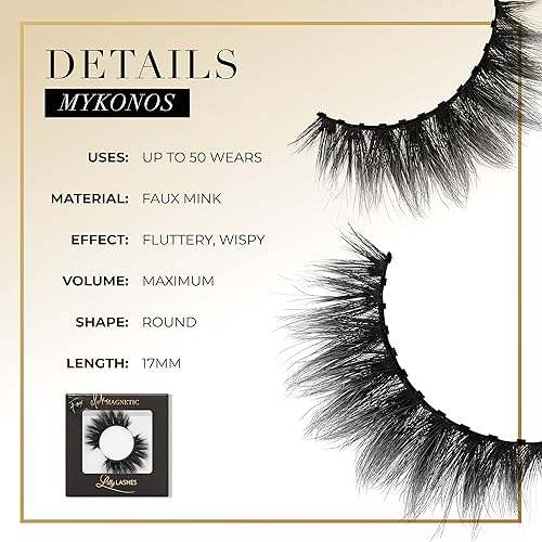 Miniatura 6 de Lilly Lashes Pestañas magnéticas Click Pestañas magnéticas de visón sintético Mykonos para un aspecto natural Pestañas magnéticas falsas y finas