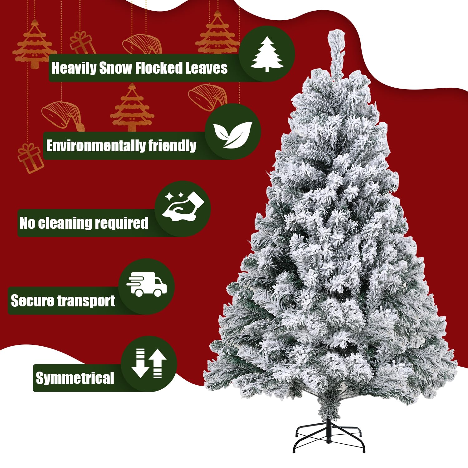Jopassy Albero di Natale artificiale con neve, 150 cm, albero di Natale artificiale, 550 punte, montaggio rapido, sistema di schermatura pieghevole, resistente al fuoco, con supporto per albero di
