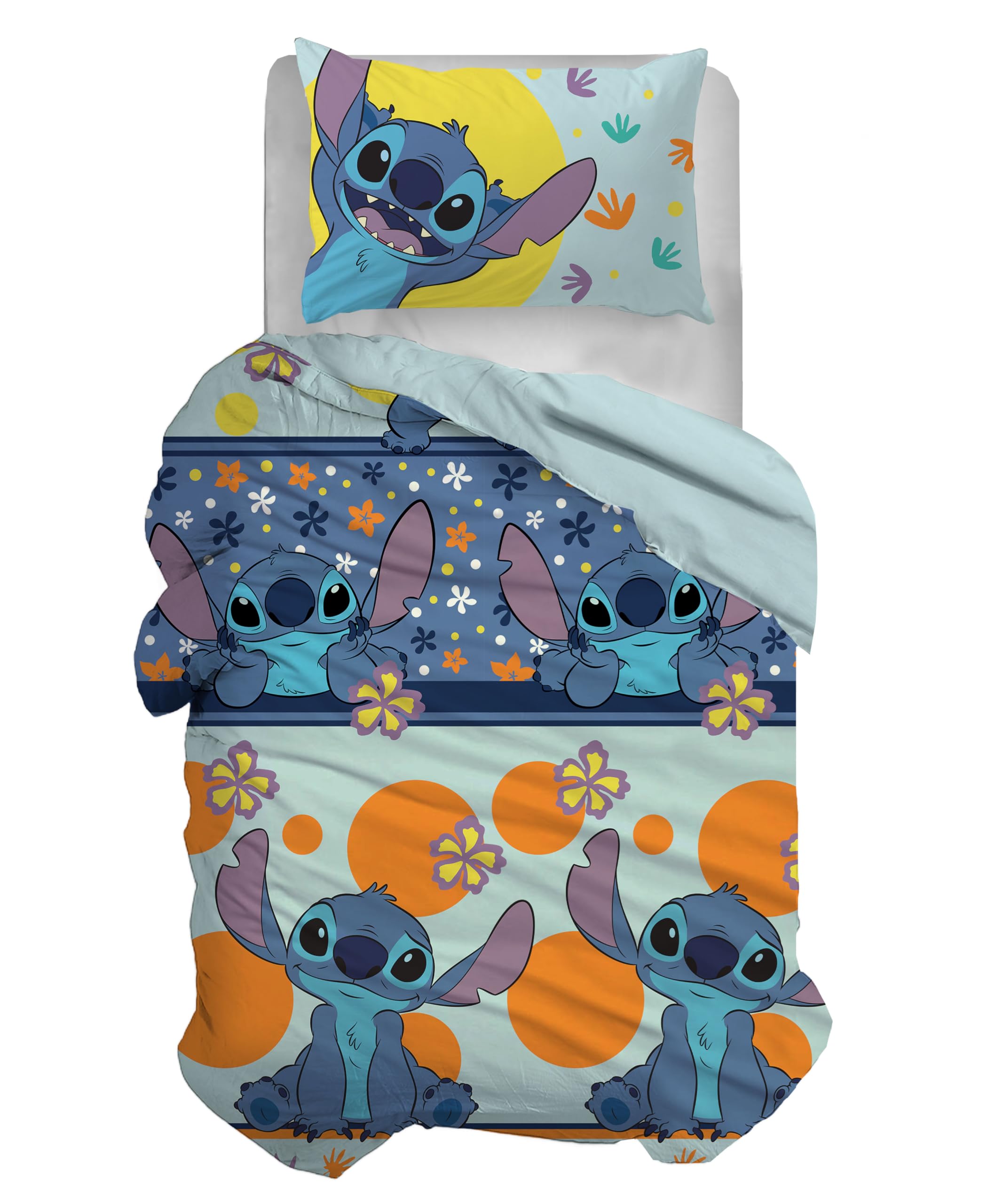 Parure Letto Bambino Wee Blue Bell Fauna E Flora, 100% Cotone, Copripiumino 140x200 + Federa 63x63, Reversibile, Oeko-Tex