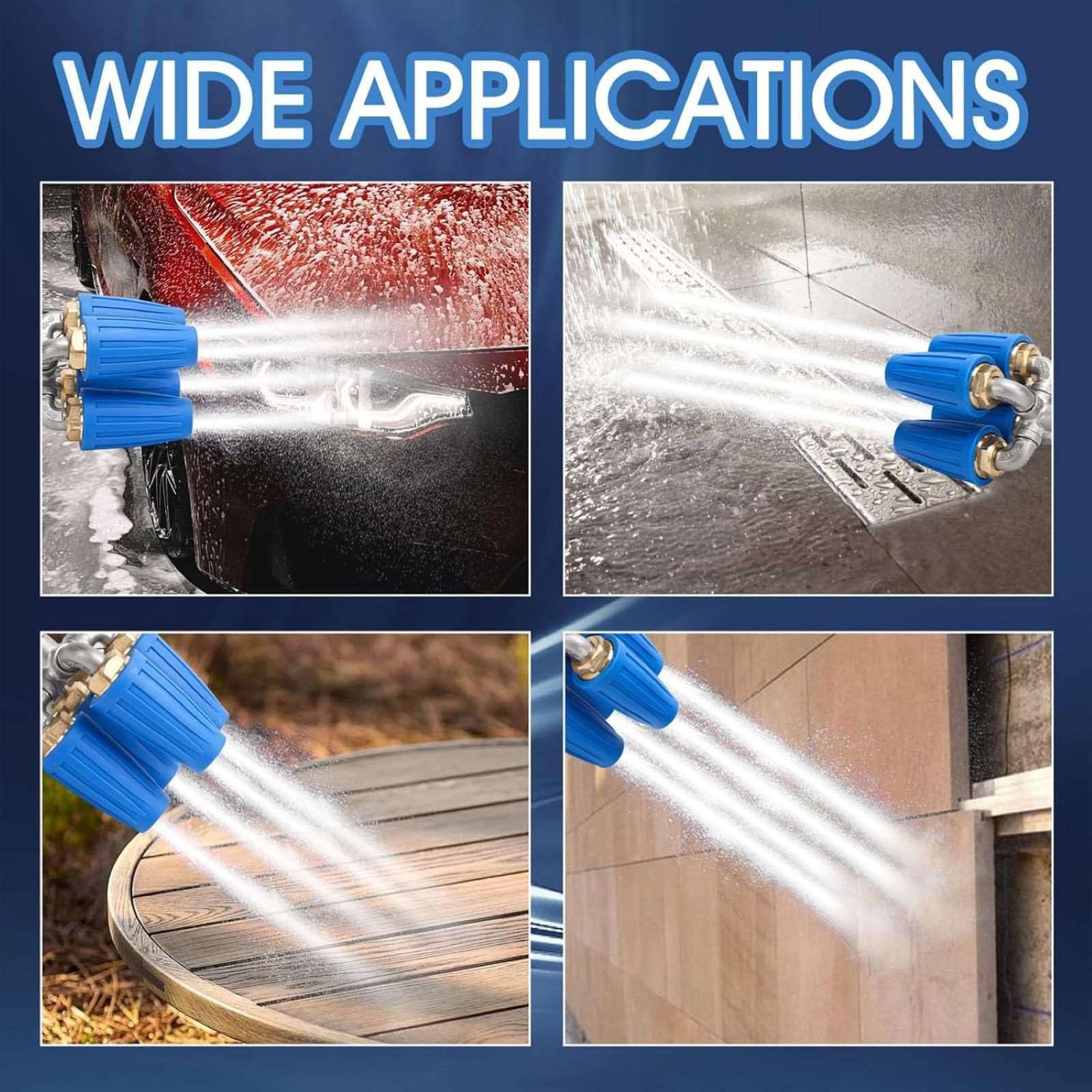 Quadruple Spray Turbo Nozzle Adapter, Quick Change Over Nozzle Tips with 1/4inch Quick Connect, 4000PSI