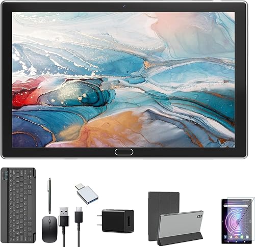 Tablet PC Android de 10 pulgadas, tableta 2 en 1, 4 GB de RAM, 64 GB ROM 1 TB expandible, Wi-Fi, tableta con procesador Octa-Core con teclado,
