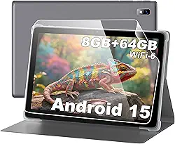 Tablet, tablets Android de 10,1 polegadas, 8 GB de RAM, 64 GB ROM, expansão de 1 TB, tela sensível ao toque 1280 x 800 IPS HD, bateria de 5000 mAh, Wi-Fi 6, Bluetooth 5.2, câmera dupla, corpo de metal