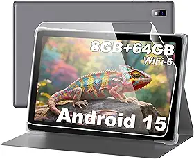 Tablet, tablets Android de 10,1 polegadas, 8 GB de RAM, 64 GB ROM, expansão de 1 TB, tela sensível ao toque 1280 x 800 IPS HD, bateria de 5000 mAh, Wi-Fi 6, Bluetooth 5.2, câmera dupla, corpo de metal