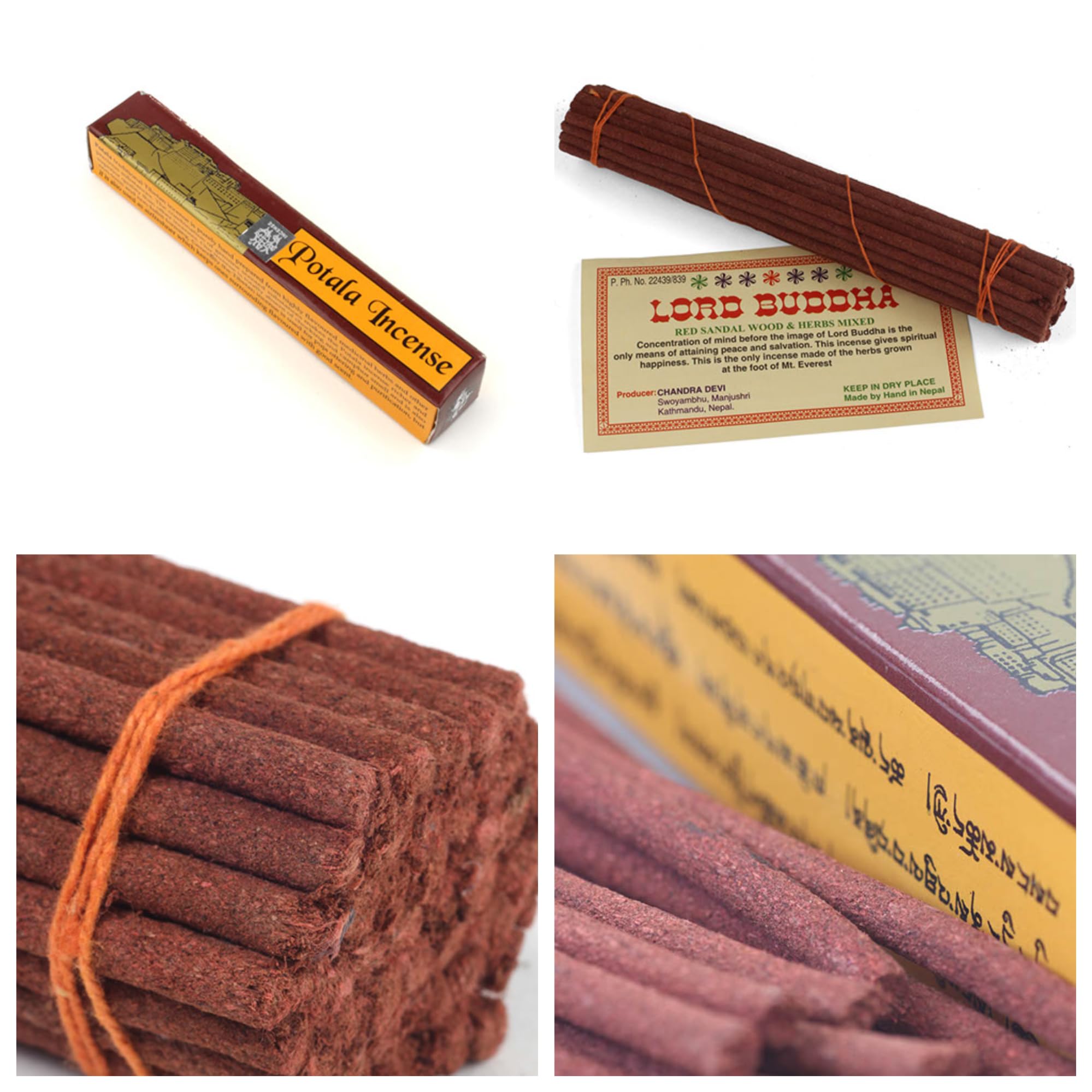 Lord Buddha & Potala Tibetan Buddhist incense sticks (2 Bundle Pack)