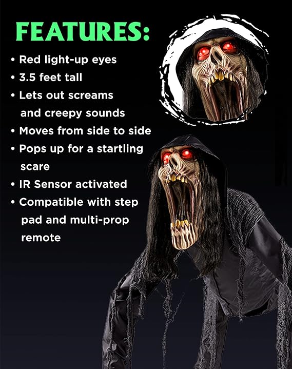 Night Crawler Spirit Halloween 2022 Spirit Halloween 3 5 Ft Night Crawler Animatronic Amazon In Home Kitchen