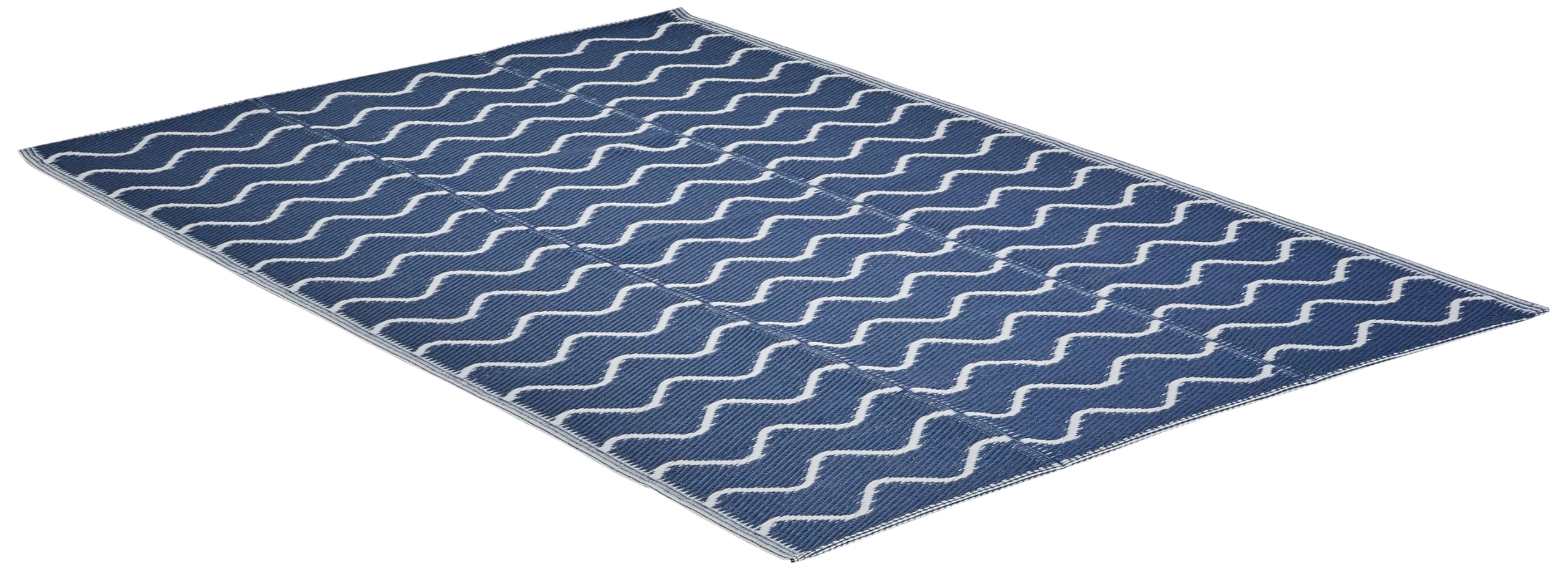 Amazon Brand - Solimo Wave Outdoor Reversible Plastic Rug | Navy | 4 x 6 ft