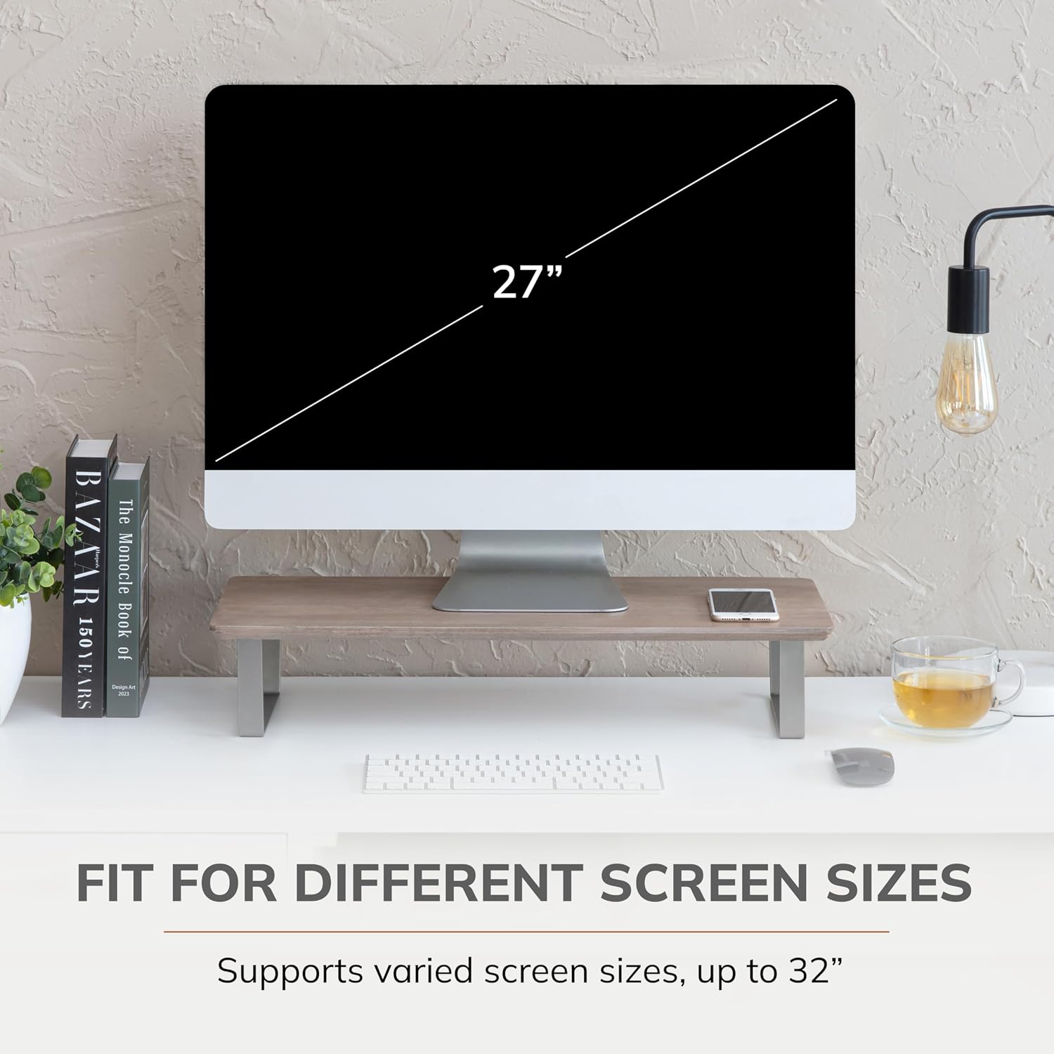 Anji Mountain Monitor Stand - Desktop Organizer & Laptop Riser, Ergonomic Monitor Riser, Space-Saving Monitor Stand for Desk, Durable Construction, Easy Assembly, Ideal for Home & Office,Biscotti