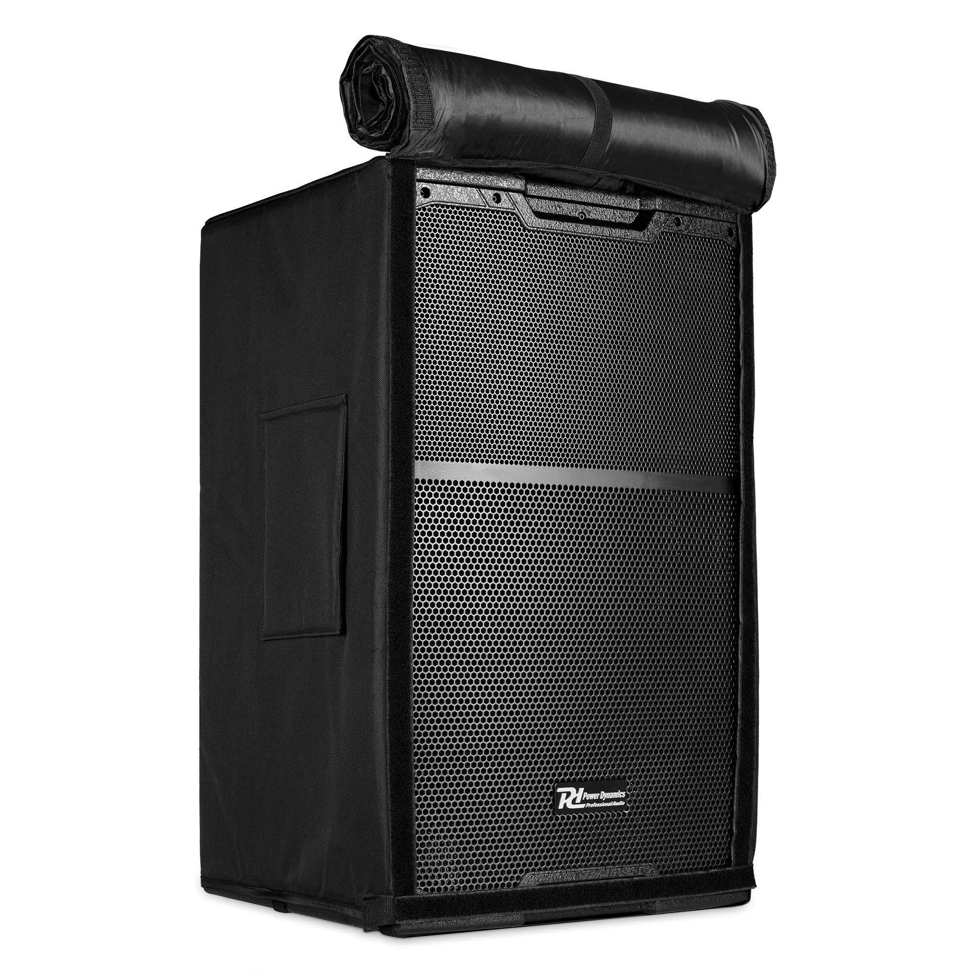 Power Dynamics SCP15- Pack 2 fundas para altavoz PDY215 resistentes al agua de nylon protector con acceso al panel trasero frontal acústicamente transparente, color negro