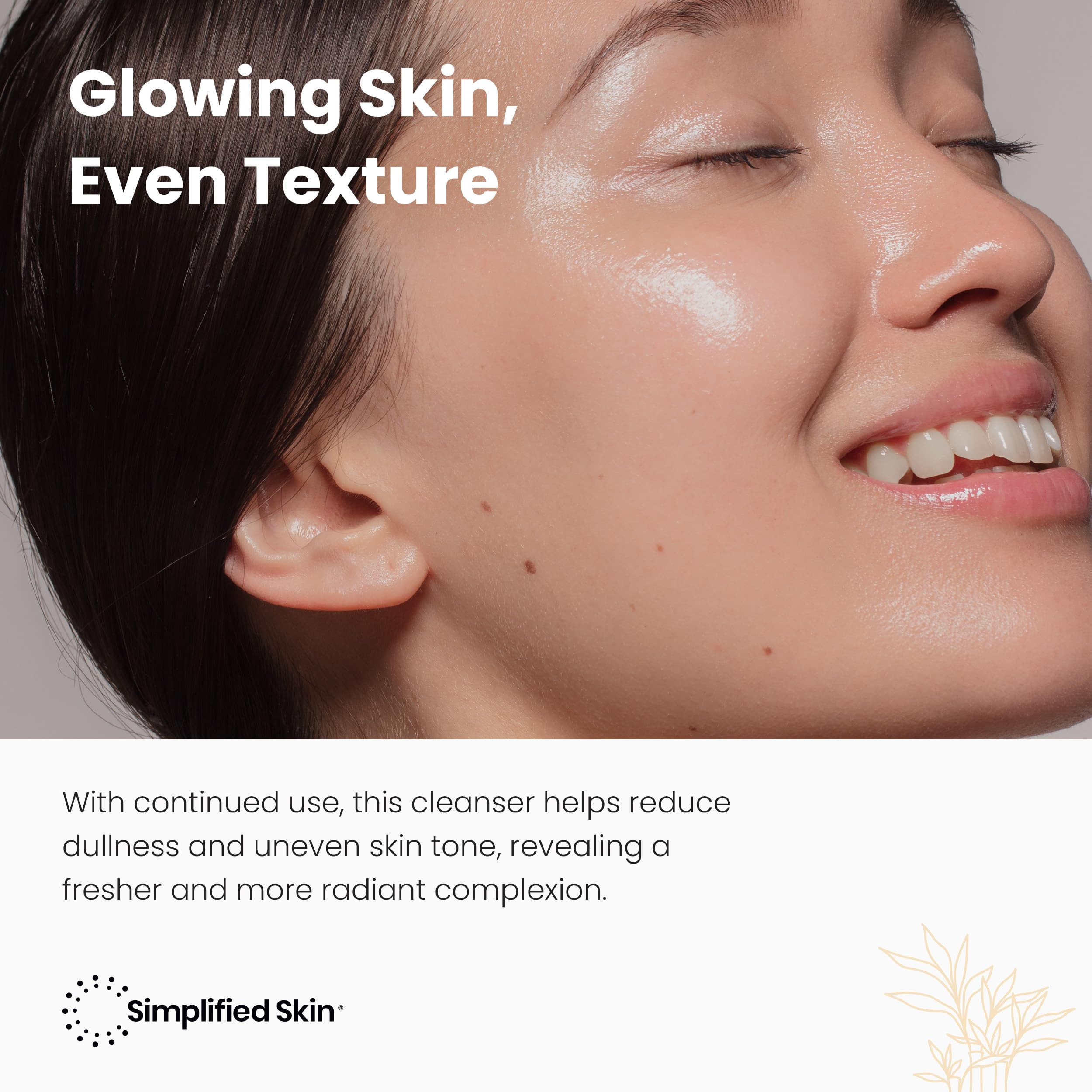 Simplified Skin Detergente viso con acido glicolico per esfoliare e anti-invecchiamento, detergente con 10% di Aha per eliminare l'accumulo e unificare il tono su viso, ascelle e corpo, con