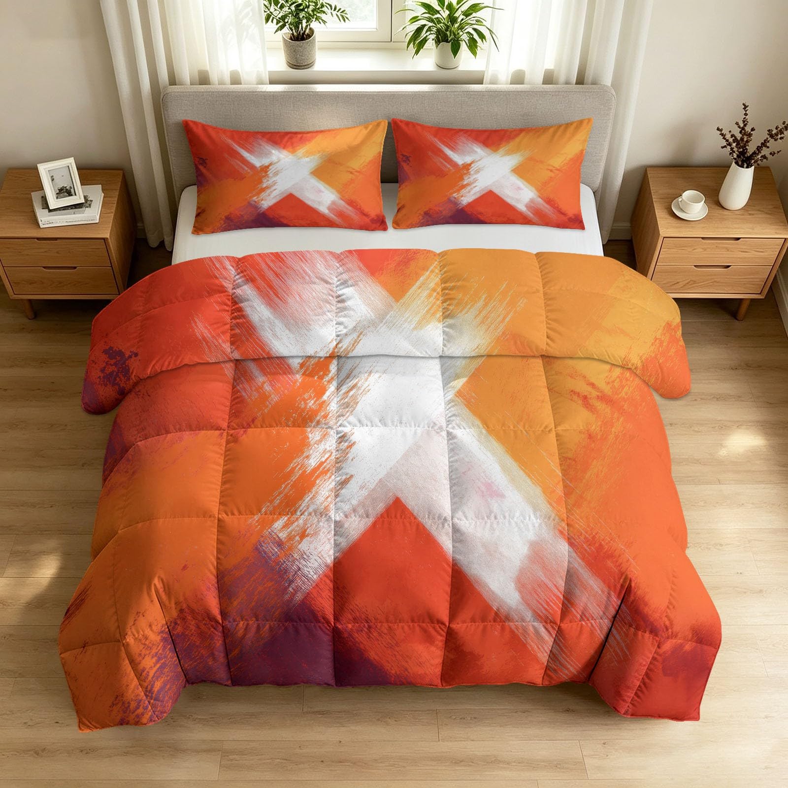 Couette 220 x 240 cm sans housse, édredon léger et doux au motif abstrait géométrique