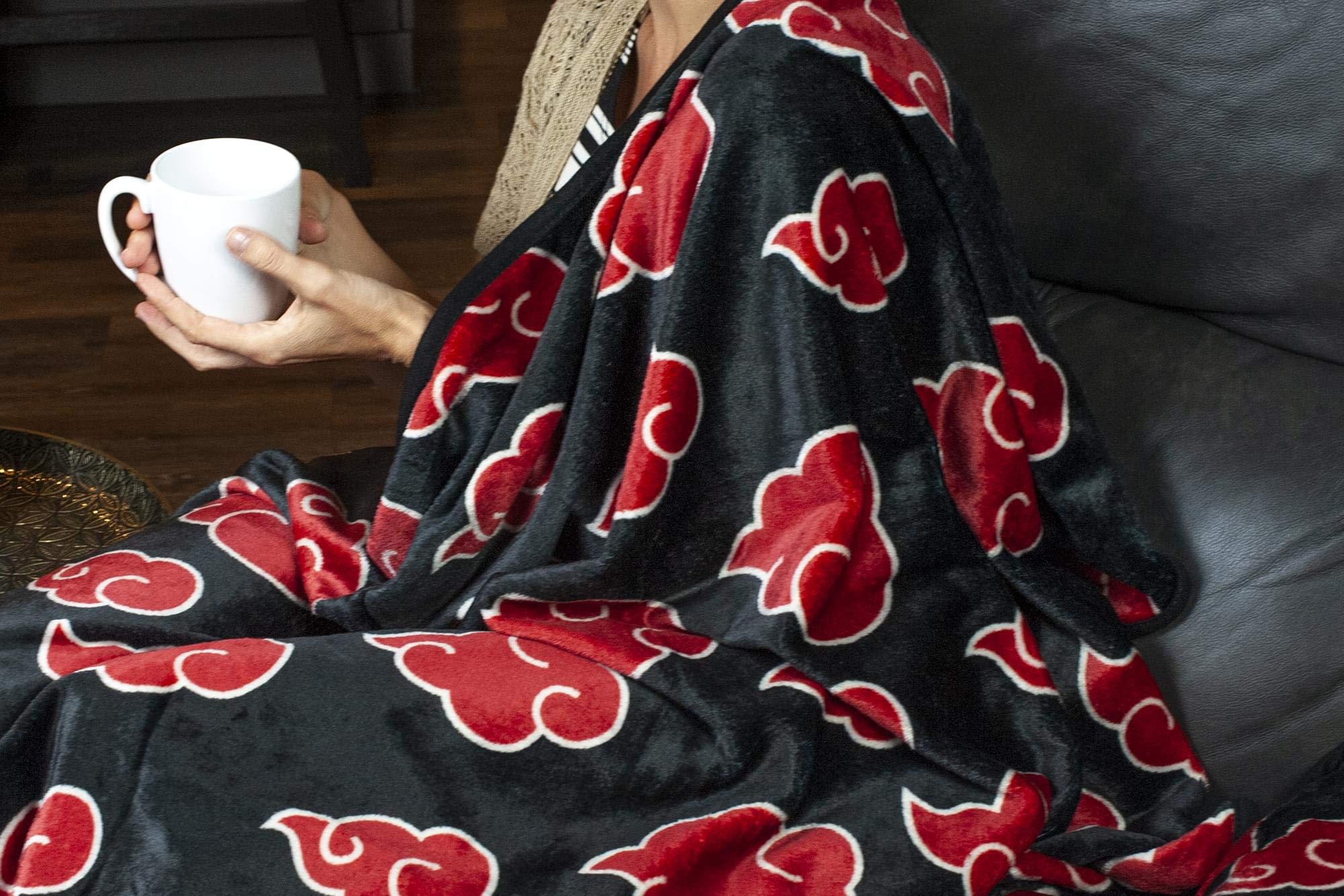 Naruto Shippuden Akatsuki Red Cloud Anime Throw Blanket Naruto