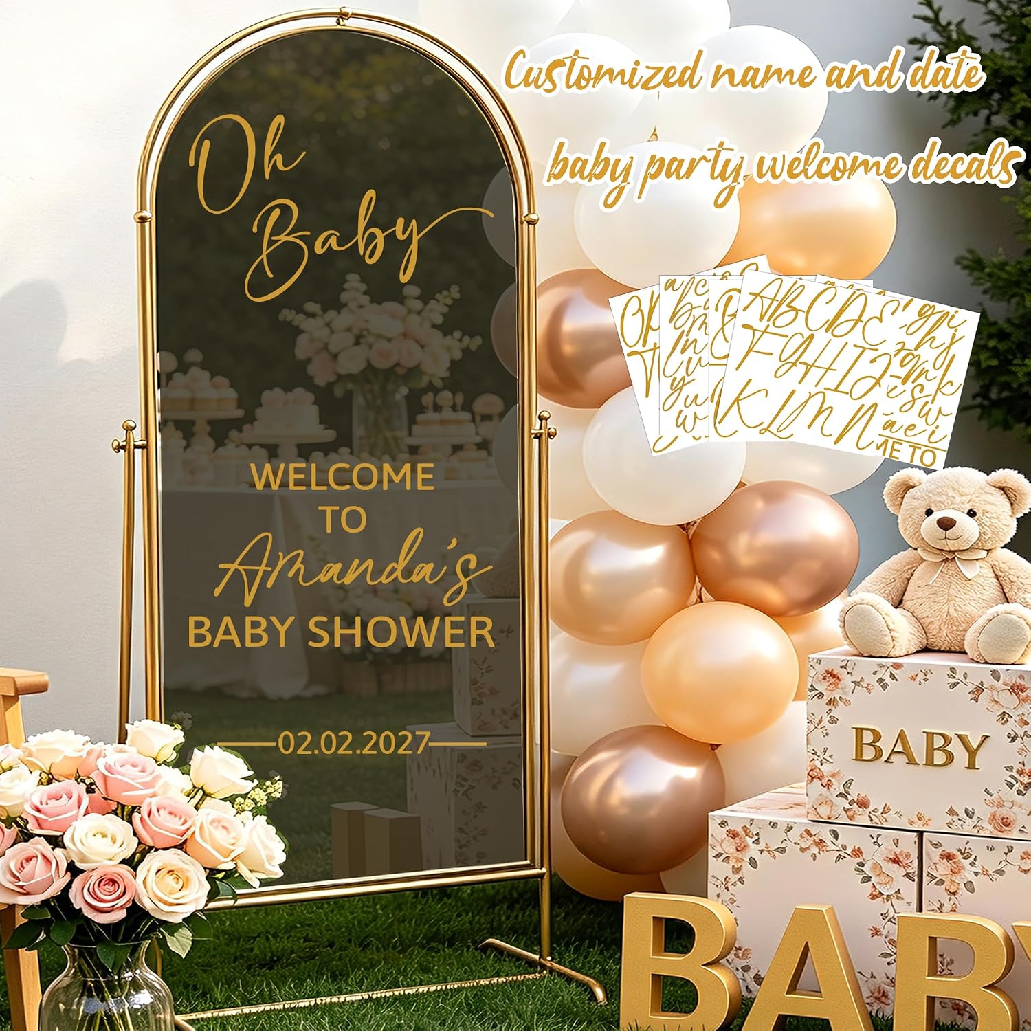 Baby Shower Welcome Signs Mirror Decals Custom Oh Baby Sign Vinyl Lettering image 5