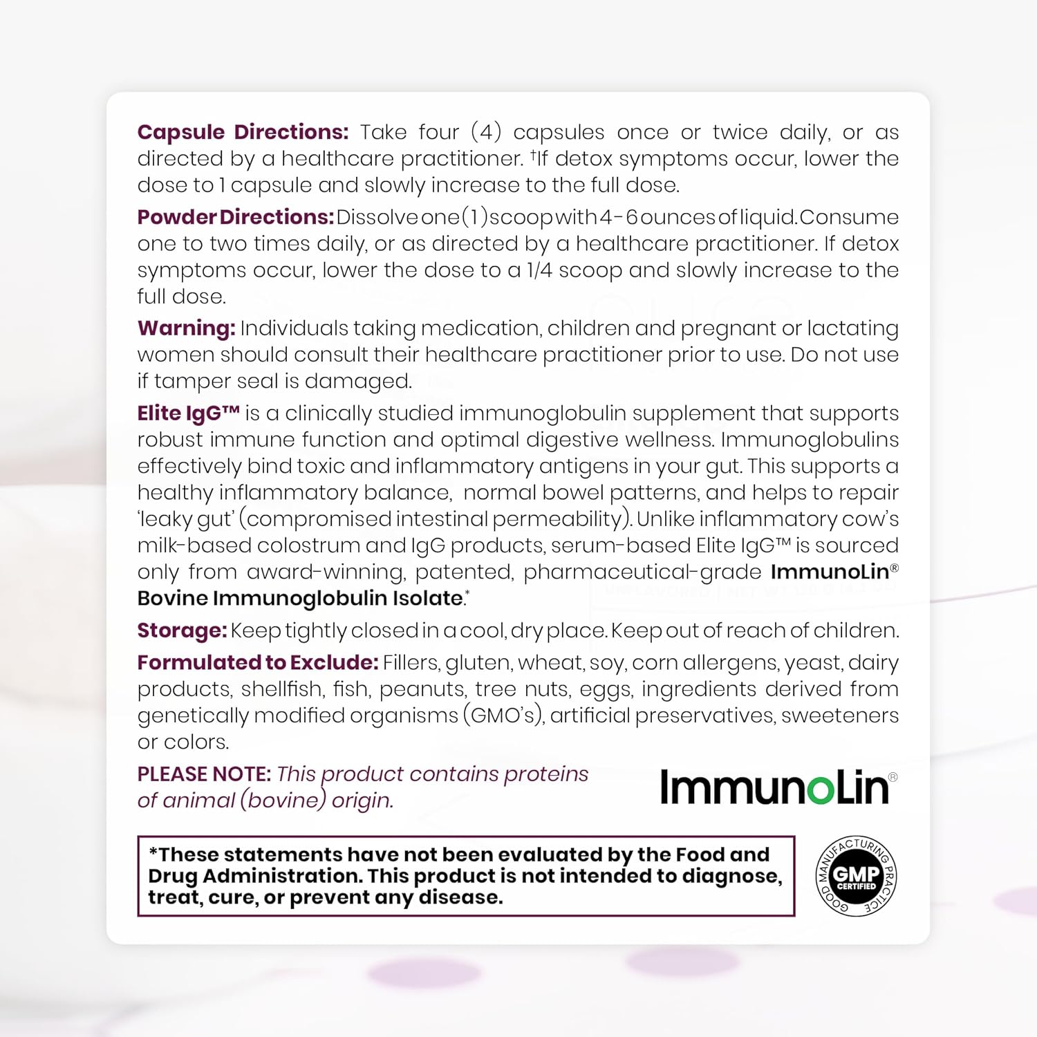 Pure Therapro Rx Elite IgG Immunoglobulin Supplement, 120 Caps - Gut Health & Immune Support, 1100 mg IgG, IGA & IgM, Sunflower Lecithin | Dairy & Gluten Free Colostrum Supplement Alternative - Image 3