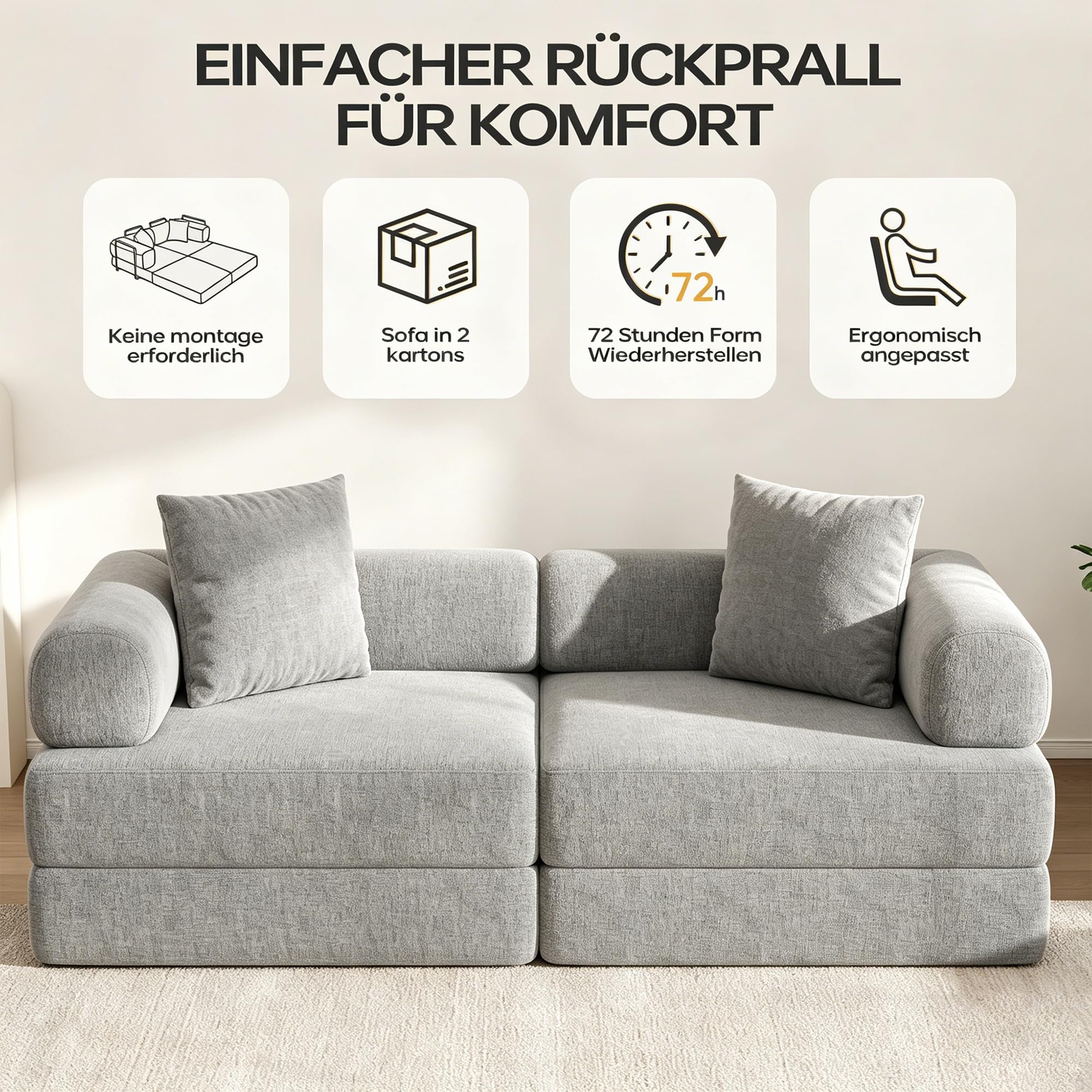 DURASPACE Faltbares 2-3 Sitzer Klappbar Schlafsofa Gästebett 200cm | Bequemer Ausklappbarer Futon, Modularer Bodensofa ohne Federkern für das Wohnzimmer