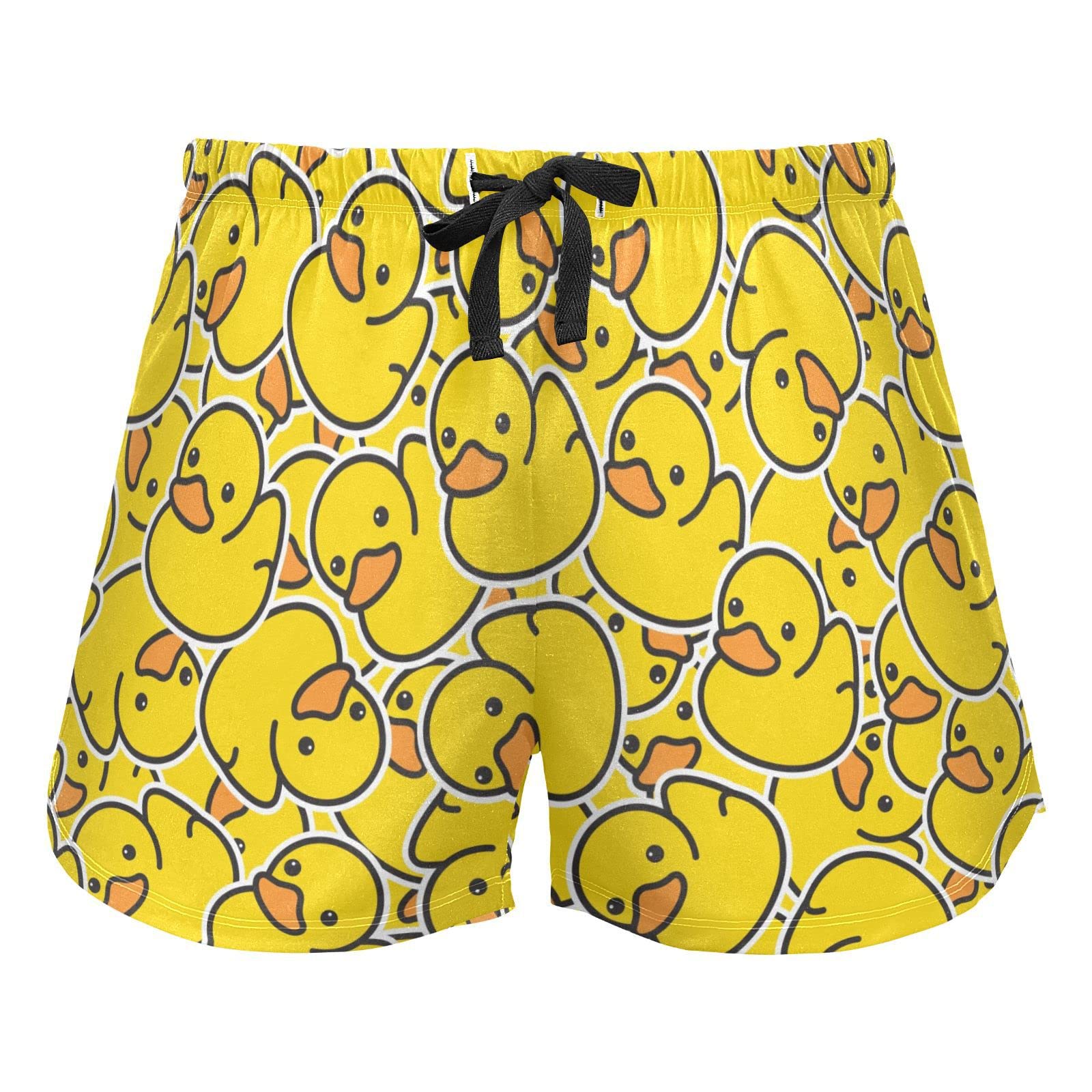 JHKKU Sleep Shorts Soft Lounge Pajamas Bottoms with Pockets Comfy Short Pants for Women's, Duck Print, Medium