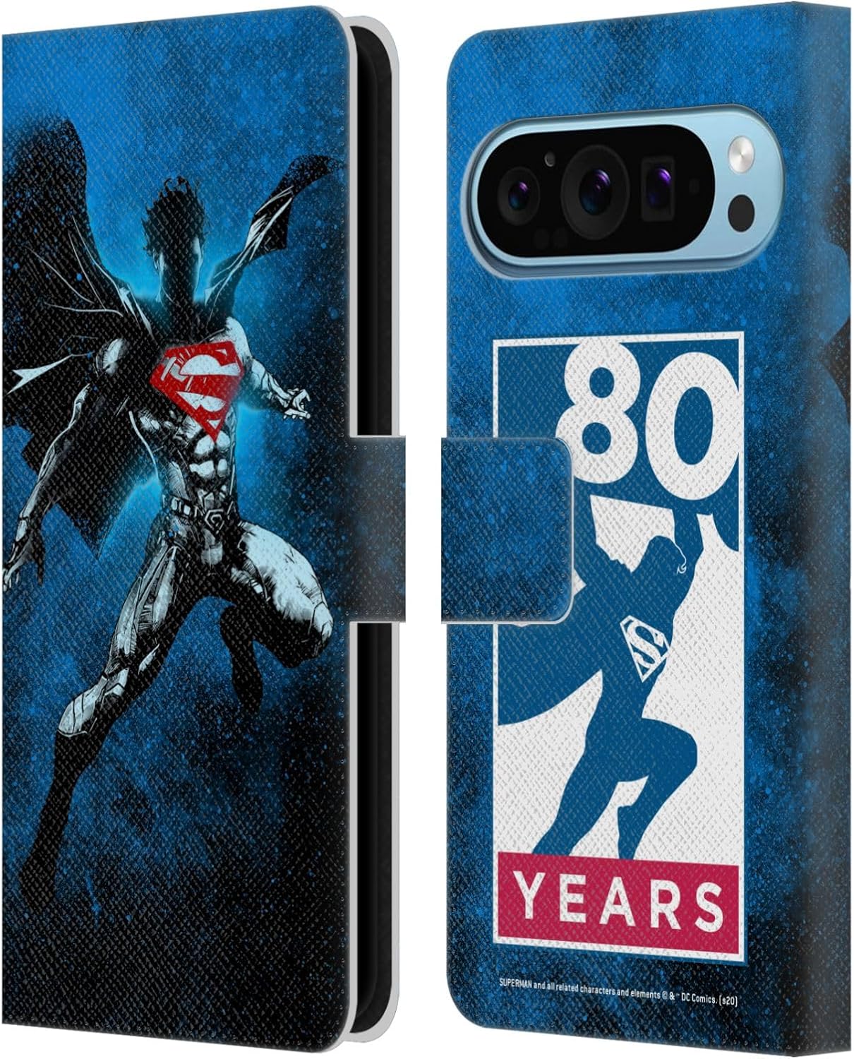Head Case Designs Officially Licensed Superman DC Comics Newspaper 80th Anniversary Leather Wallet Case Compatible with Google Pixel 9 / Pixel 9 Pro
