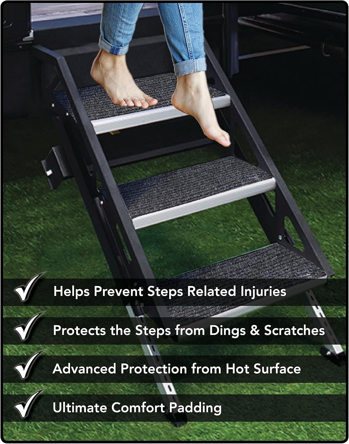 Trailersphere RUGUP for Lippert Solid Step and MORryde Step Above (2 Pack Rug Lippert Solid Step, 24" * 7.5")
