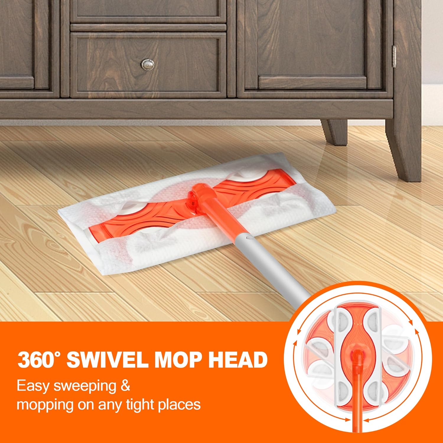 JEHONN Sweeper Mop Compatible with Swiffer Pads, 2-in-1 Starter Kit for Multi Surface Cleaning, Disposable Floor Duster, 10 Dry Sweeping Cloths, 10 Wet Mopping Refills for Kitchen Wall Window