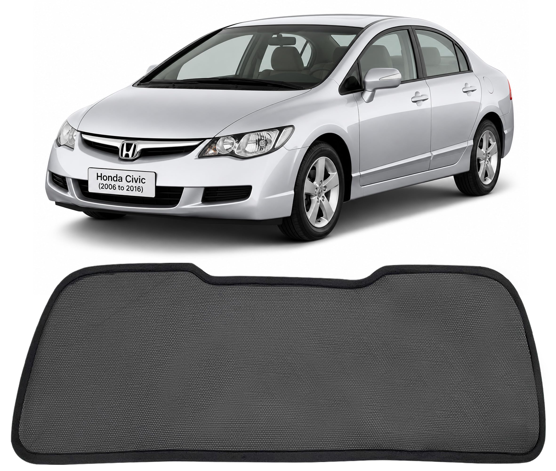 Autofact Dicky Curtain for Civic 2006-2016 | Custom Fit Rear Windshield Sunshade | UV & Heat Protection | Foldable Mesh | Privacy & Cooling Car Accessory