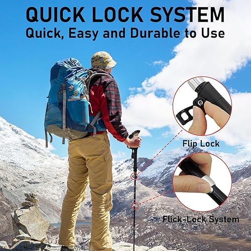 Miniatura 4 de AYAMAYA - Bastones de senderismo plegables para senderismo, aleación de aluminio ligera 7075, bastones de senderismo nórdicos plegables para hombres