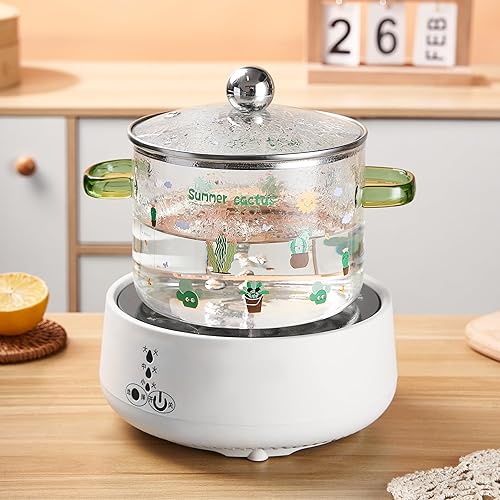 Miniatura 8 de Ollas de vidrio para cocinar en la estufa, ollas transparentes de 1.6L56oz con tapa, olla a fuego lento resistente al calor para popurrí, cacerola S