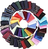 SATINIOR 47-Pack Men's Pocket Square Handkerchiefs - Soft Multicolor Polyester Silk Hankies, 8.3x8.3in for Weddings, Parties & Daily Wear