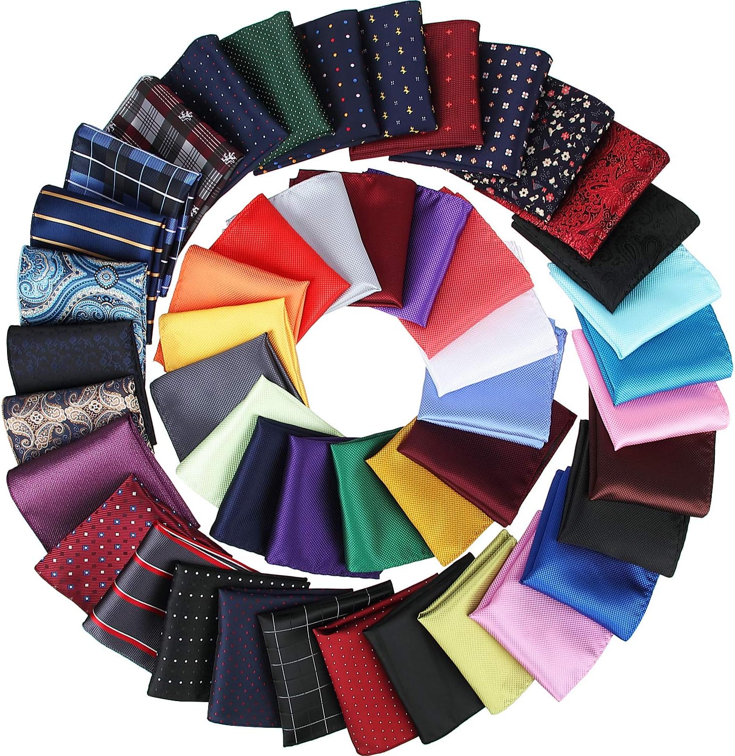 24 Pieces Mens Pocket Squares Mens Handkerchief Soft Colored Men Assorted Hankies for Wedding Party (Trendy Style)