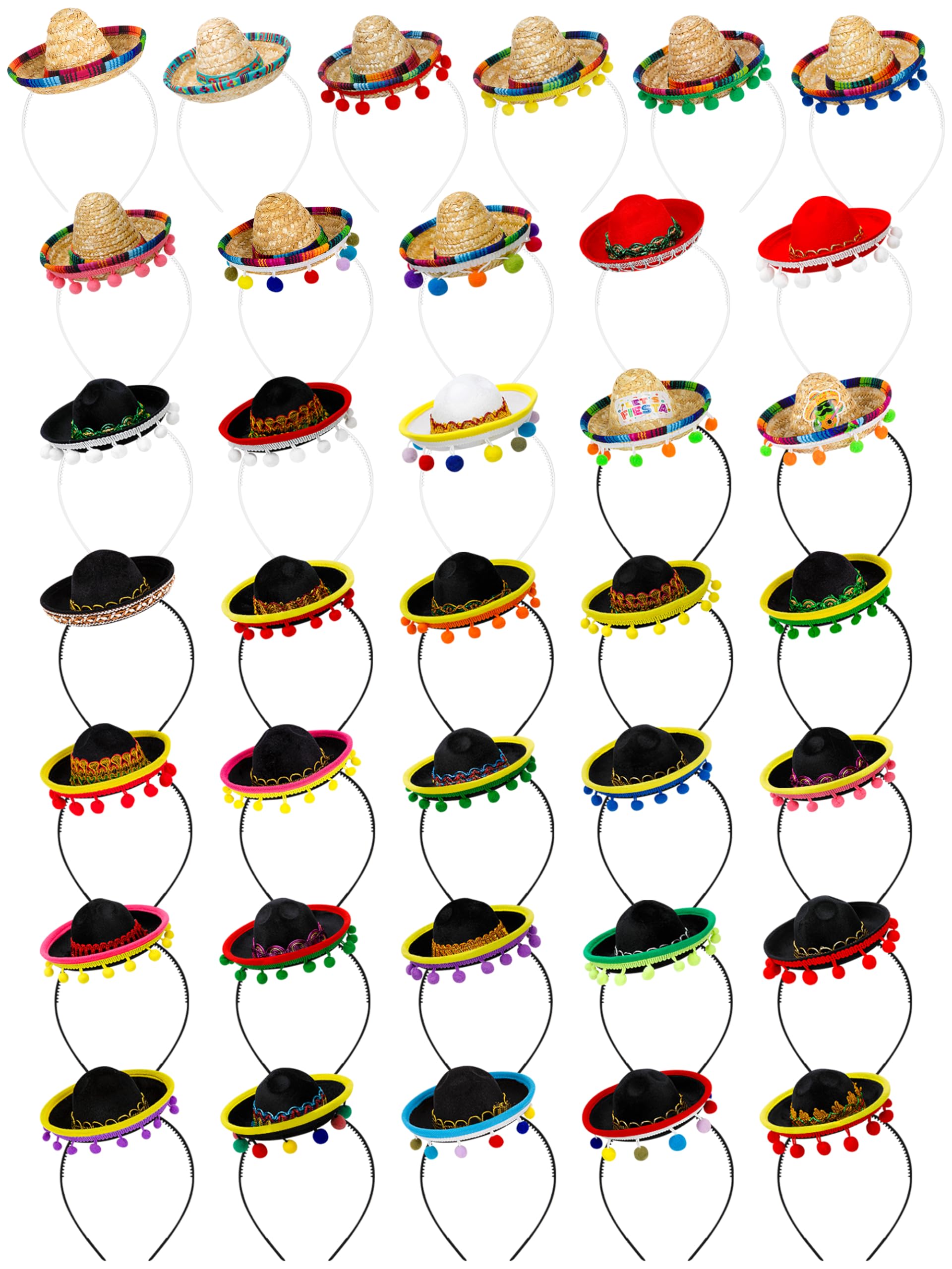 Sombrero Partyhüte Klassische Cinco De Mayo Sombrero Stirnbänder Mini Mexikanischer Partyhut mit Stirnband