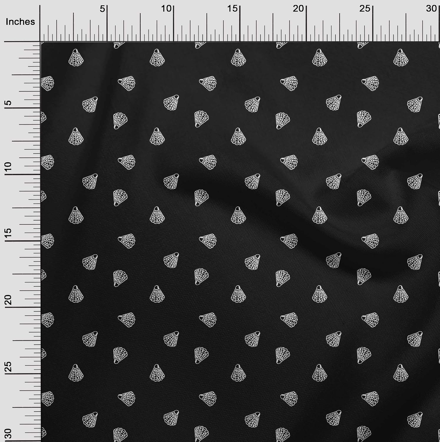oneOone Cotton Flex Black Fabric Retro Shuttlecock DIY Clothing Quilting Fabric Print Fabric By Yard 40 Inch Wide
