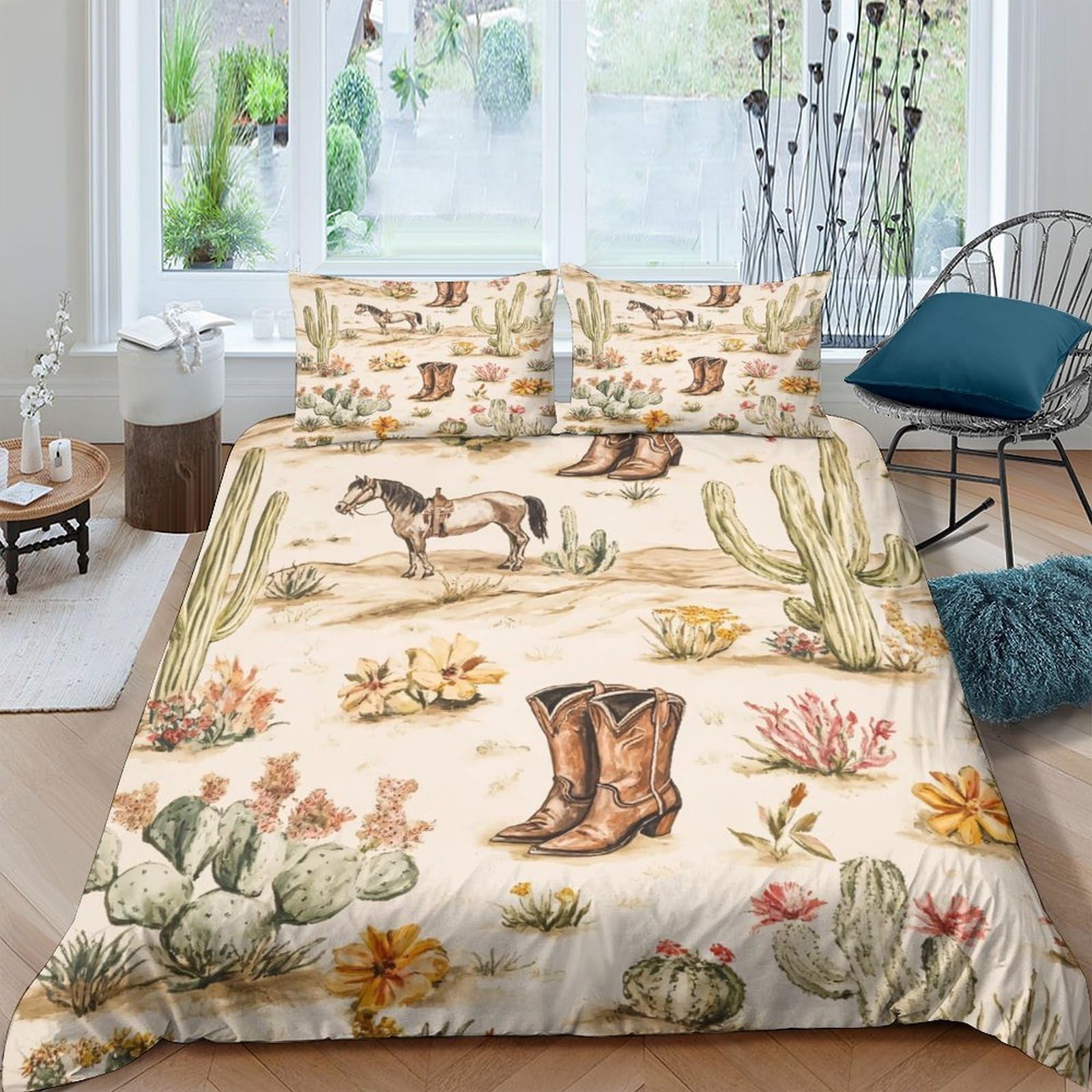 Ctjqhvkz Style-3 3D Printed Cowboy Boots Fitted Sheet Microfiber Wild West Horse Mattress Cover Anti-Slip Bedroom Decor Easy Care Single（135X200cm）