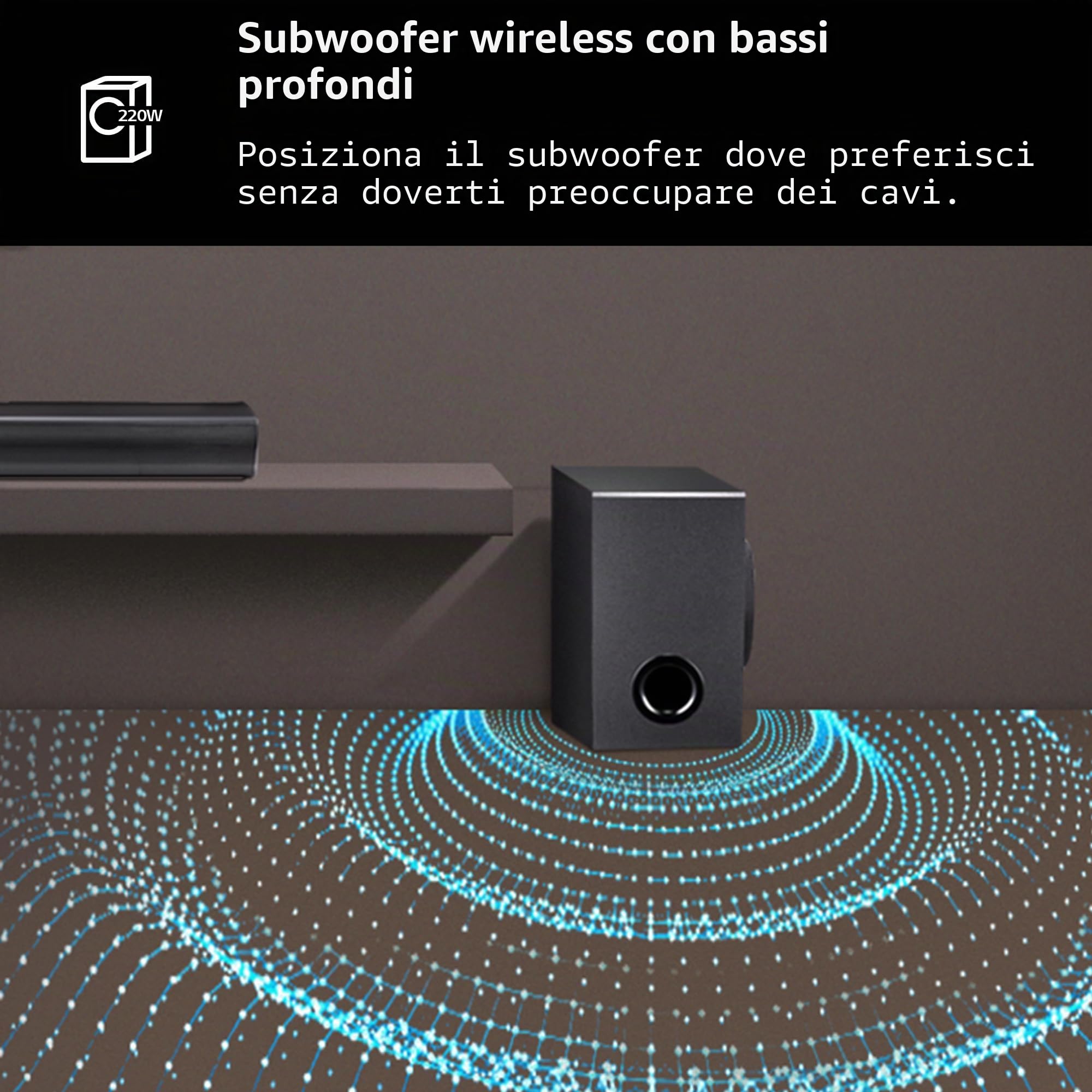 LG SQC4R - Barra audio intelligente, 220 W, Dolby Digital, compatibile con LPCM, Equalizzatore di Bassi, 4.1 Canali, Nero