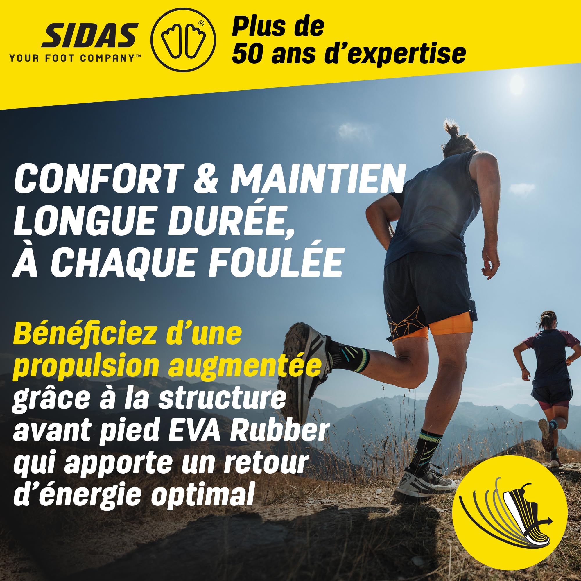 Sidas 3D Run Protect, Semelle Course à Pied, Propulsion et Stabilité, Absorption des Chocs et Confort Durable, Semelles Chaussures Homme et Femme
