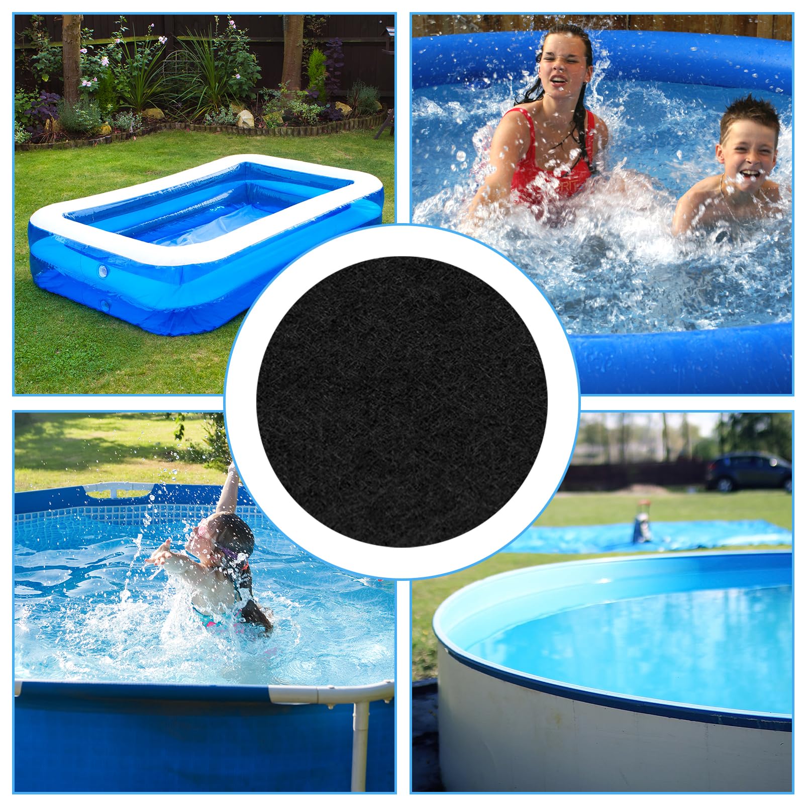 FARYODI Tapis de piscine rond 370 cm, toile de fond pour piscine, tapis de piscine robuste et sans couture, toile de fond prédécoupée pour piscines hors sol et spas (370CM)