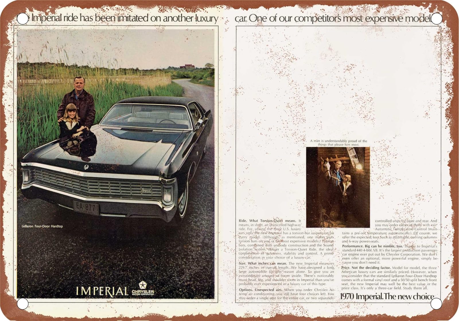 Miaomansenstore Metal Sign - 1970 Imperial Vintage Ad 03 - Old Retro Rusty Look Home Decor
