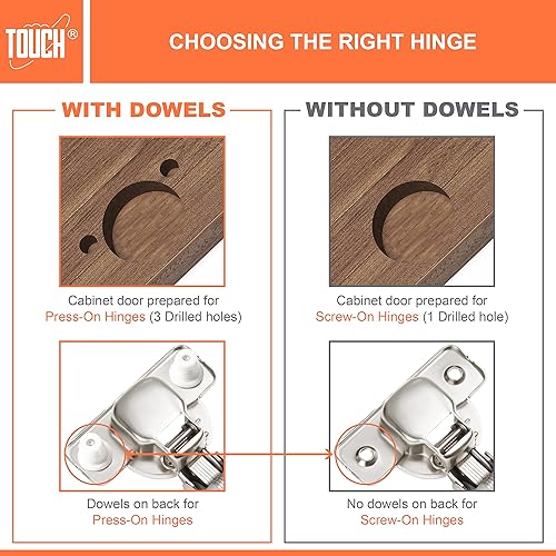 Miniatura 5 de TOUCH Bisagras de gabinete estilo europeo (20 pares, 40 piezas) Bisagras de puerta de armario con marco de cara de cierre suave, bisagras de acero