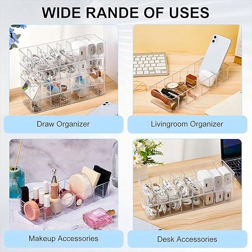 Miniatura 7 de Tatuo Organizador de cables de 2 piezas con 20 bridas de alambre, caja de carga de almacenamiento de cables de plástico, organizador electrónico con