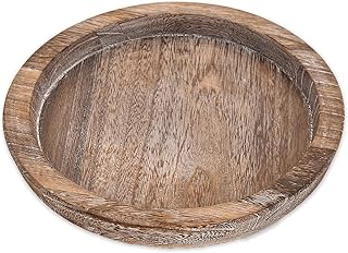 Rustic Wooden Serving Tray - Candle Holder Tray Home Decor, Small Wooden Serving Tray, Round Wood Tray for Coffee Table, Decorative Tray, Centerpiece Table Decorations for Home Decor (8.07 in), Retro