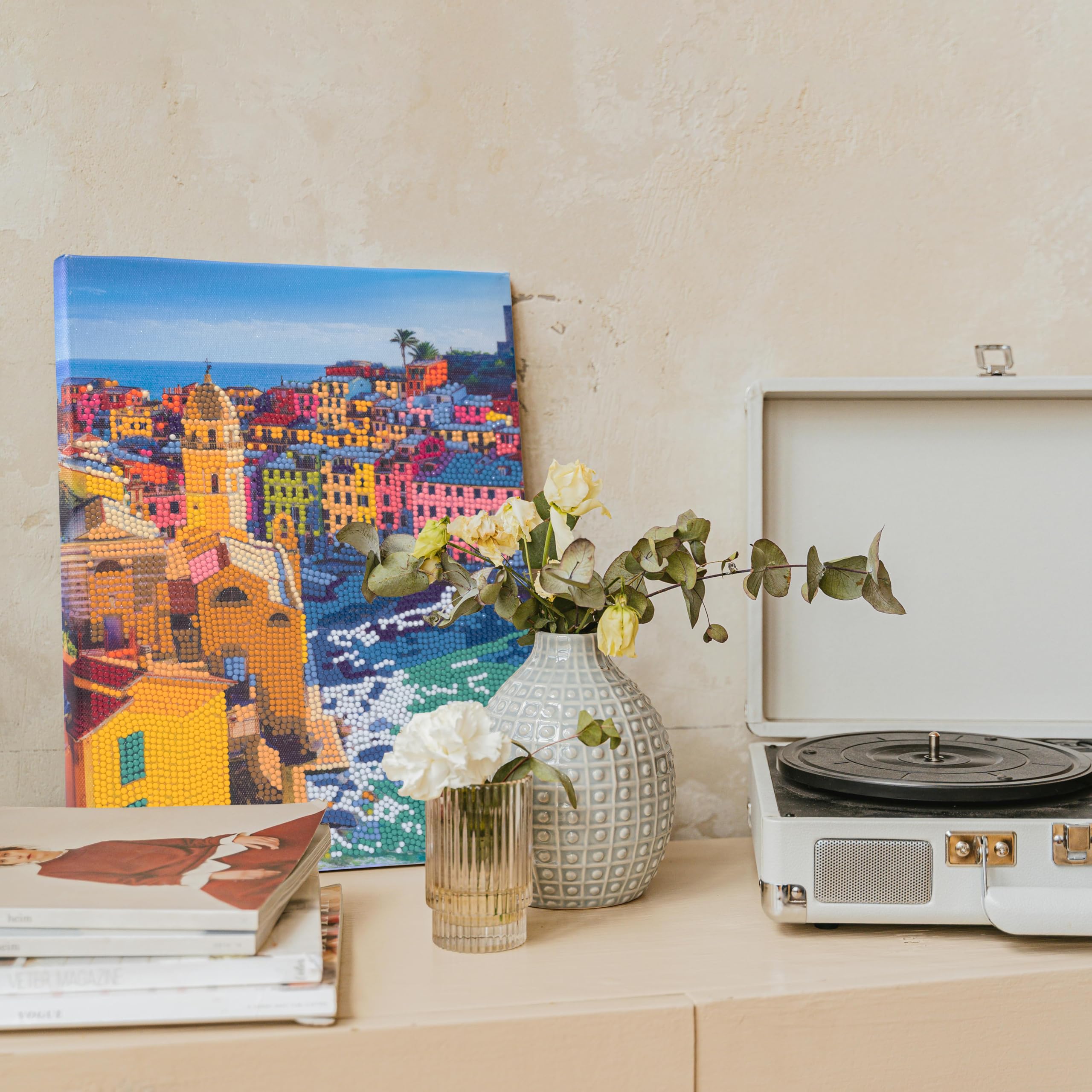 DIAMANTINY Level Up - QUADRO - Creative Art, Diamond Painting Kit, crea il mosaico Cinque Terre