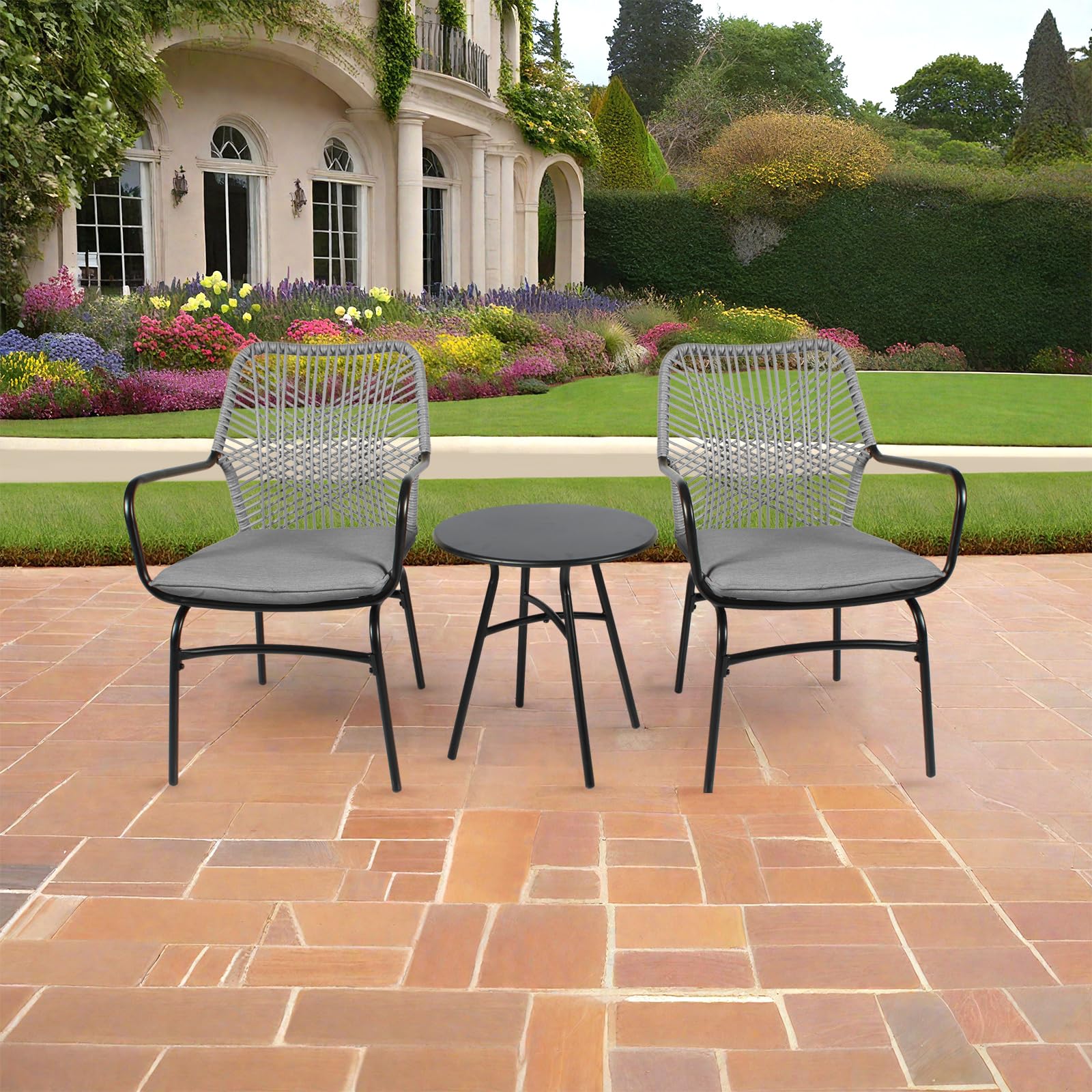 RANSENERS Ensemble de Bistro Balcon 3 Pièces - 2 Chaises et 1 Table - Parfait pour Les Loisirs dans Le Jardin ou sur Le Balcon