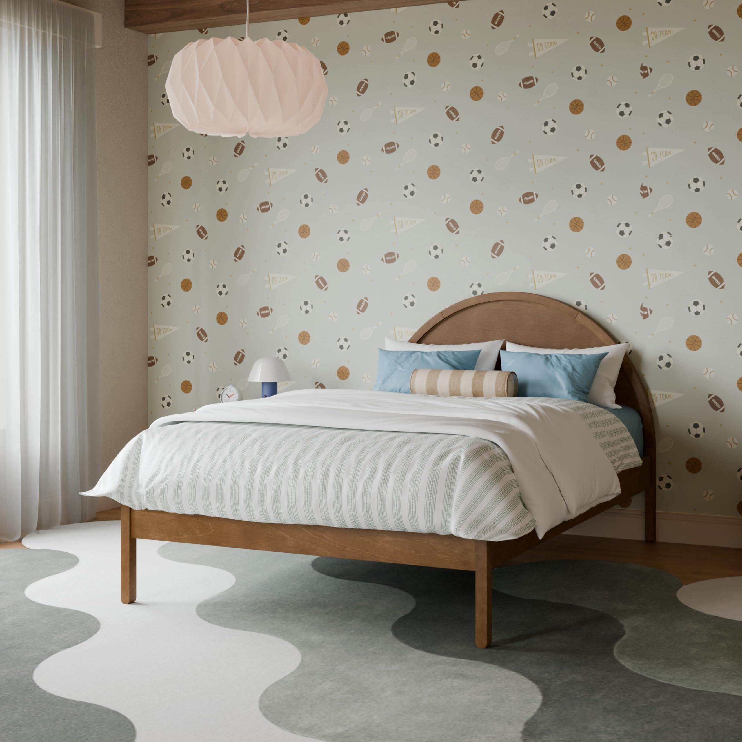 Babyletto Bondi Full Size Bed Frame - GREENGUARD Gold Certified - Full Size Platform Frame with Arched Headboard - Universal Mattress Fit - No Box