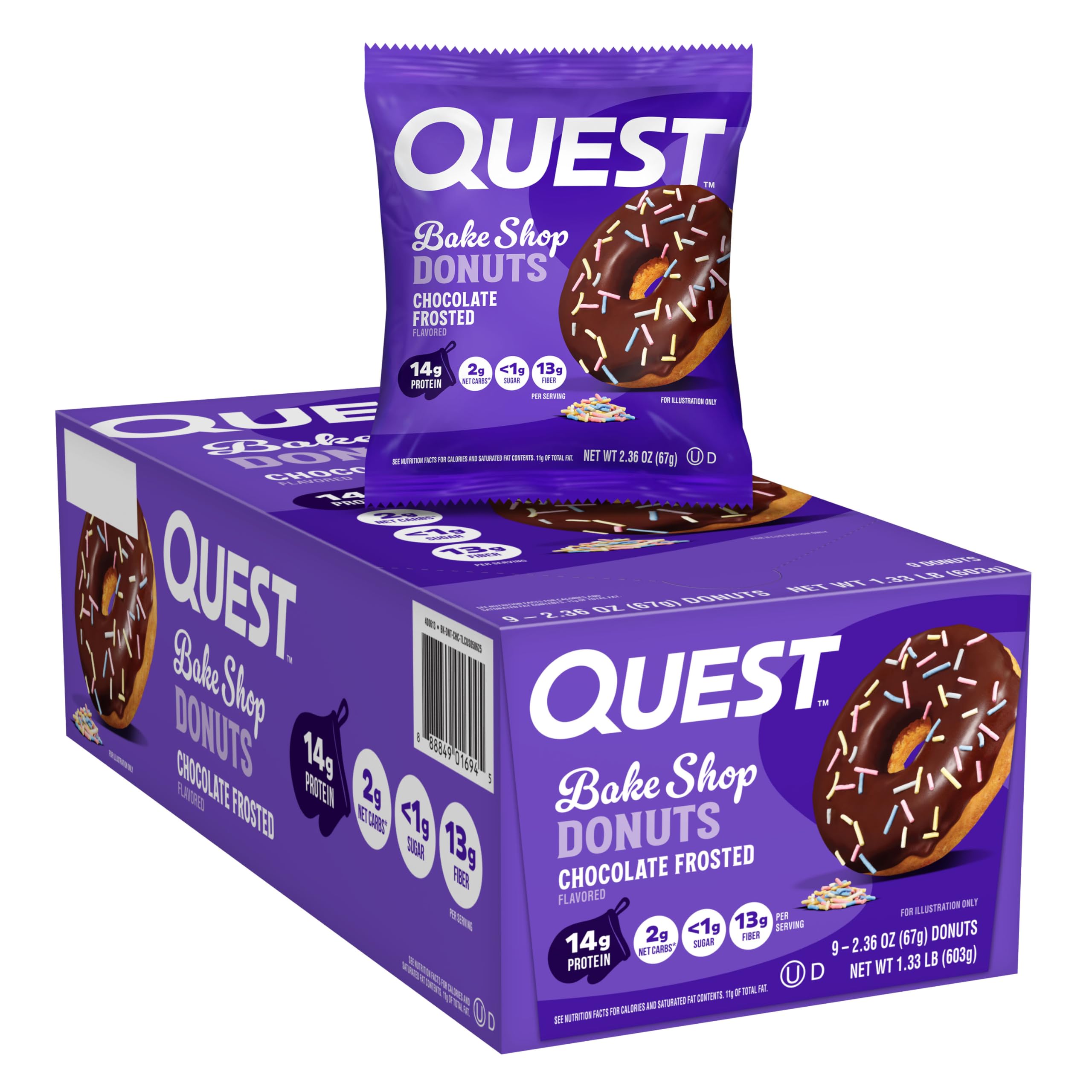 Quest Nutrition Bake Shop, Chocolate Frosted Donuts, 14g Protein, Less than 1g Sugar, Protein Snack, Low Sugar, 9 Count-image-28