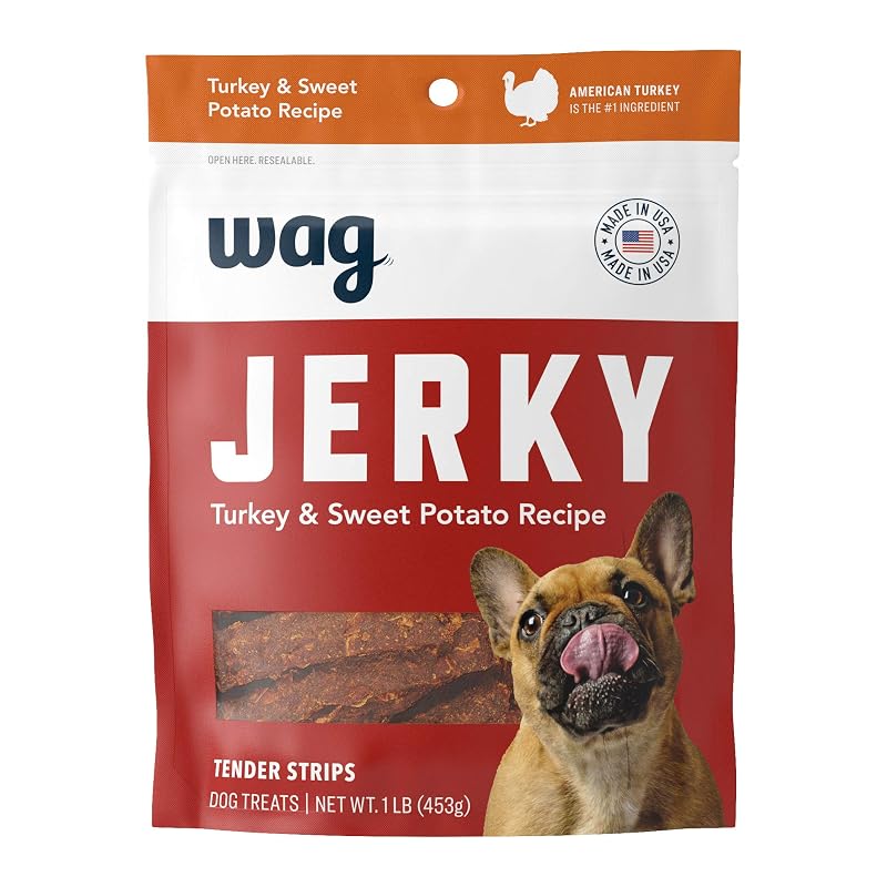Petisco de carne seca macio para cães WAG, peru e batata-doce, 454 g