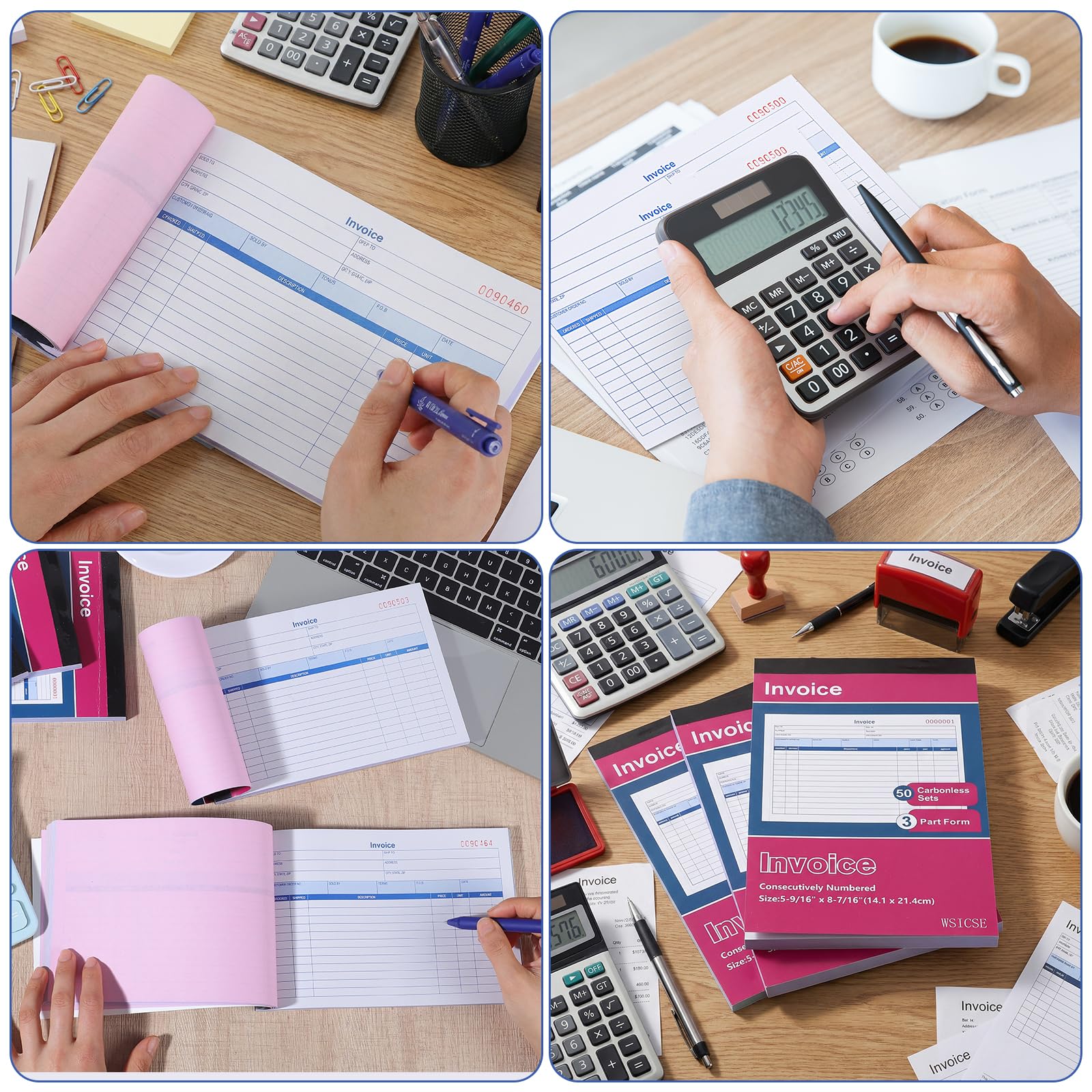 Amazon.com : 6 Pack Invoice Receipt Book, 3-Part Carbonless, 5-9