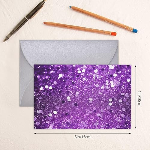 Miniatura 7 de DJUETRUI Tarjetas de felicitación con purpurina morada brillante en blanco con sobres, tarjetas de feliz cumpleaños, tarjetas del día de San