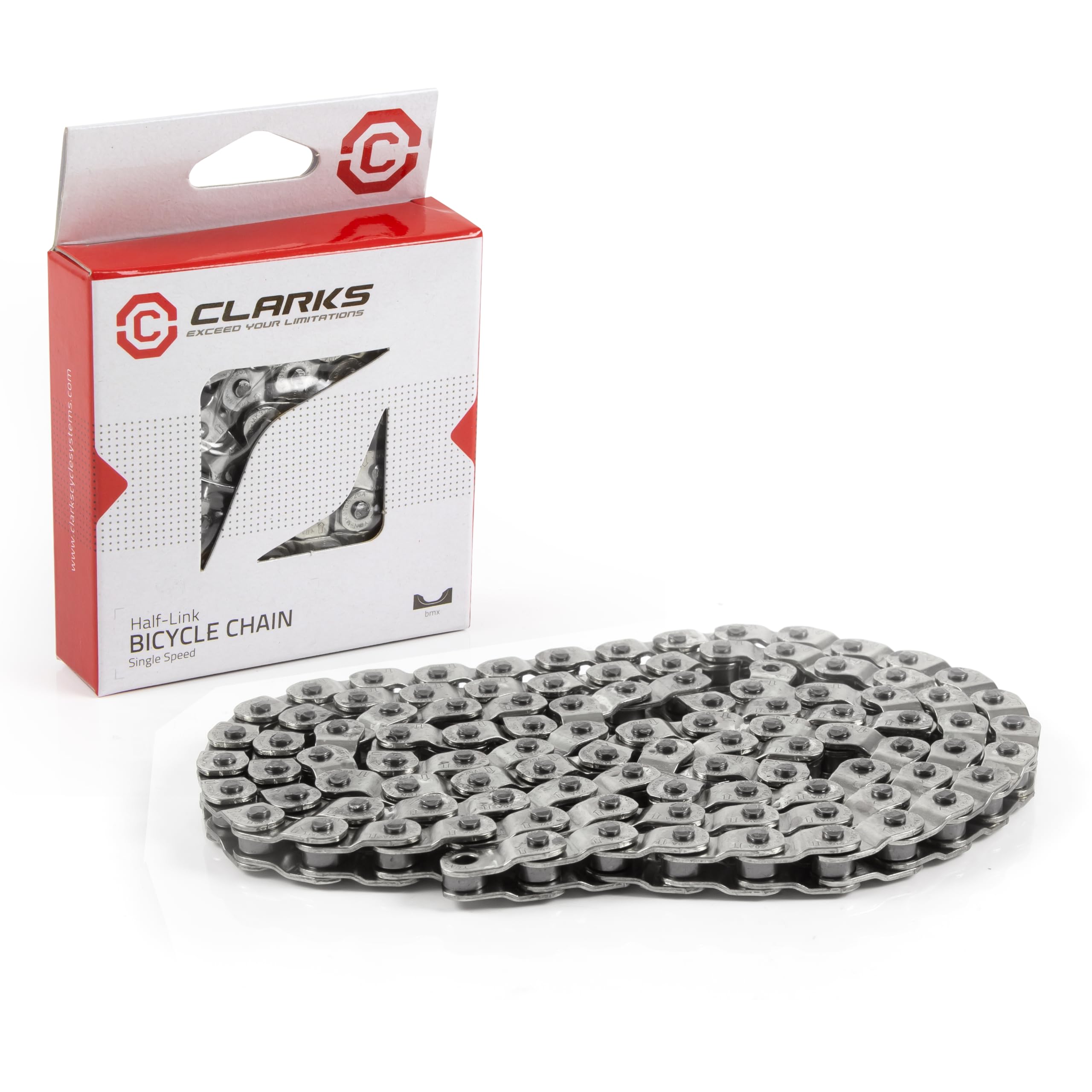 Clarks Cycle Systems CL918HL Half Link Single-Speed Chain, Silver, 102 Links