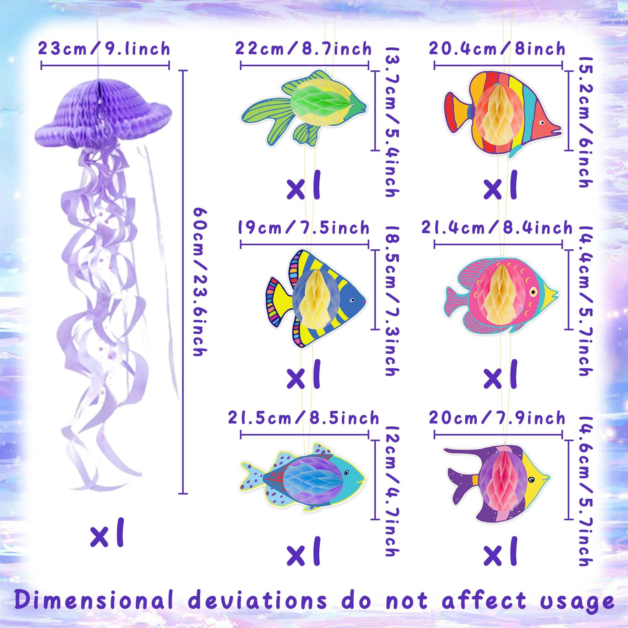 Set Decorazioni Marine Appese – 7 Animali Ocean In Stoffa – Pesci E Creature Sottomarine Per Feste A Tema Spiaggia, Compleanni
