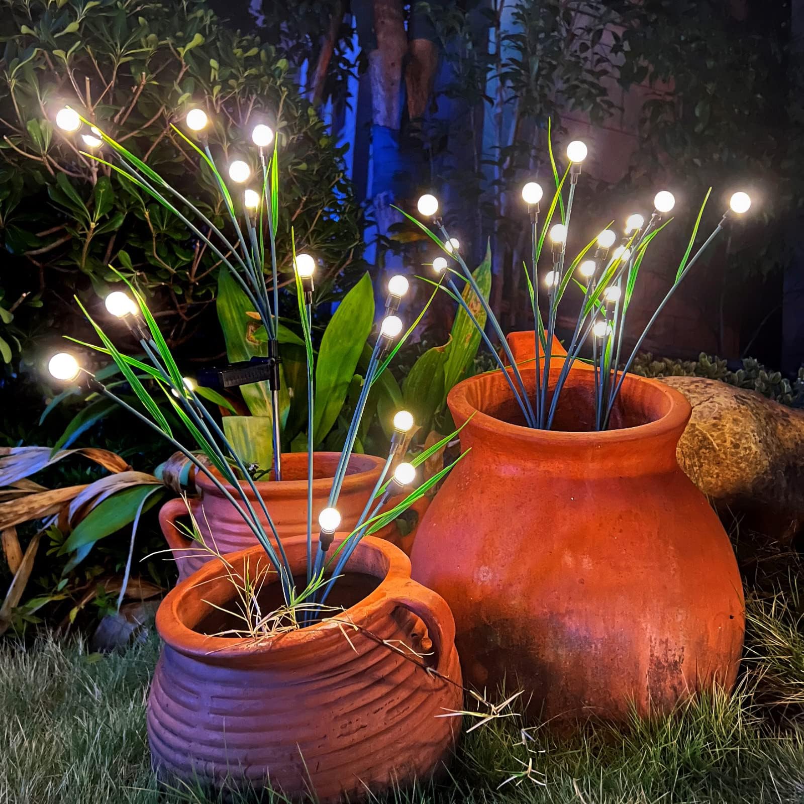 Solarne światła ogrodowe, Starburst Swaying Light, Solar Firefly Lights Outdoor Waterproof，LED Light with leaves for Garden, Yard, Patio, Pathway, Parties, Camping